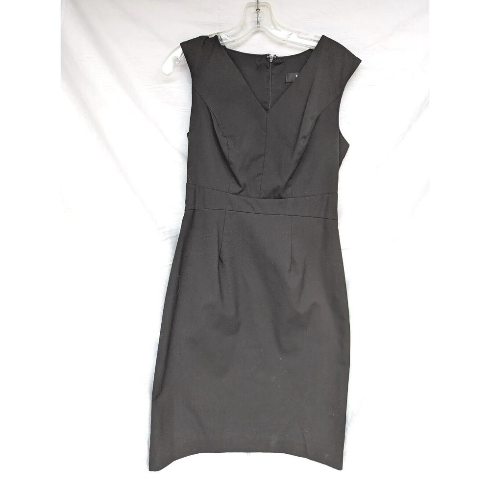 Mission Size 4 Little Black Dress Tailored Stretch Sheath Black Lined V Neck Zip